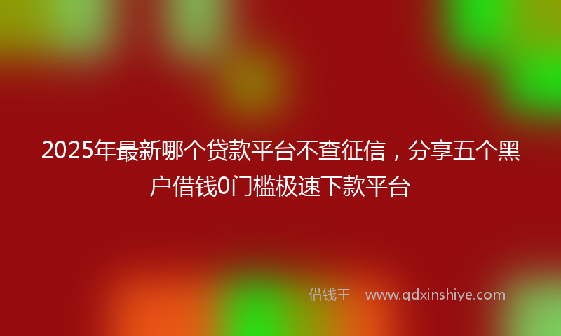 2025年最新哪个贷款平台不查征信，分享五个黑户借钱0门槛极速下款平台
