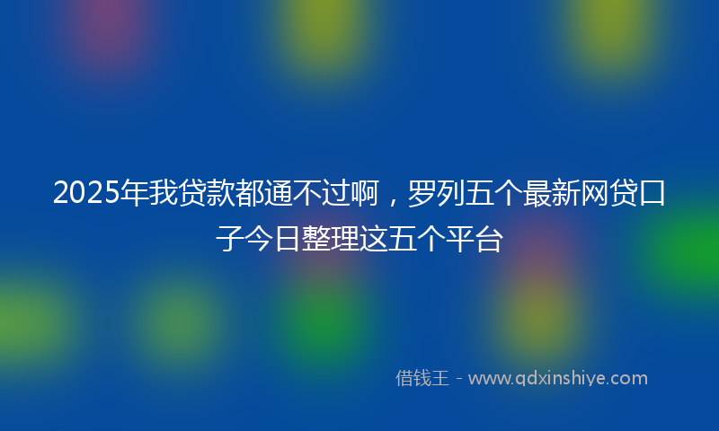 2025年我贷款都通不过啊，罗列五个最新网贷口子今日整理这五个平台