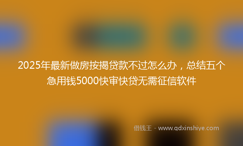 2025年最新做房按揭贷款不过怎么办，总结五个急用钱5000快审快贷无需征信软件