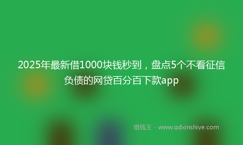 2025年最新借1000块钱秒到，盘点5个不看征信负债的网贷百分百下款app