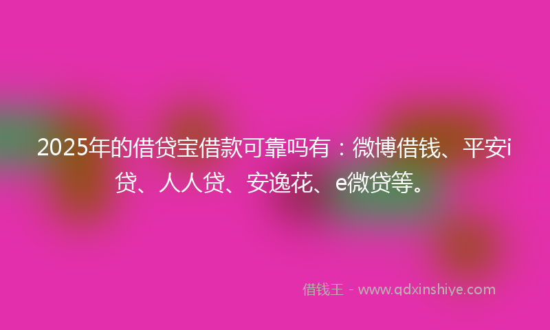 2025年的借贷宝借款可靠吗有：微博借钱、平安i贷、人人贷、安逸花、e微贷等。