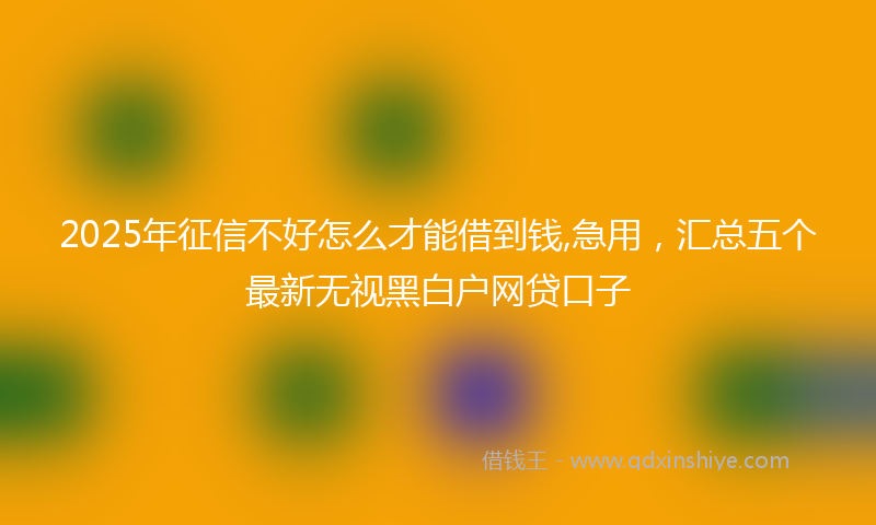 2025年征信不好怎么才能借到钱,急用，汇总五个最新无视黑白户网贷口子