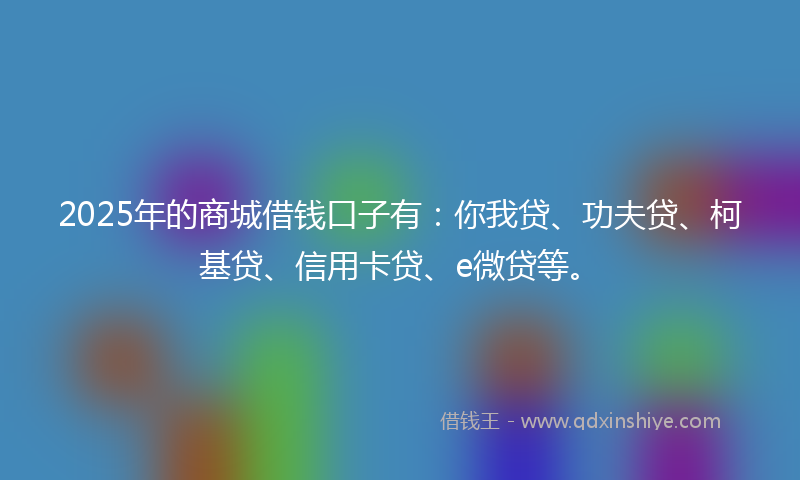 2025年的商城借钱口子有：你我贷、功夫贷、柯基贷、信用卡贷、e微贷等。