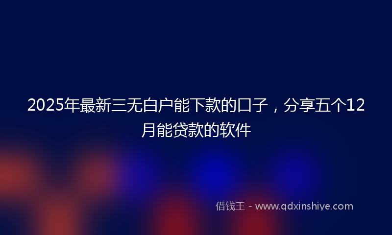 2025年最新三无白户能下款的口子，分享五个12月能贷款的软件
