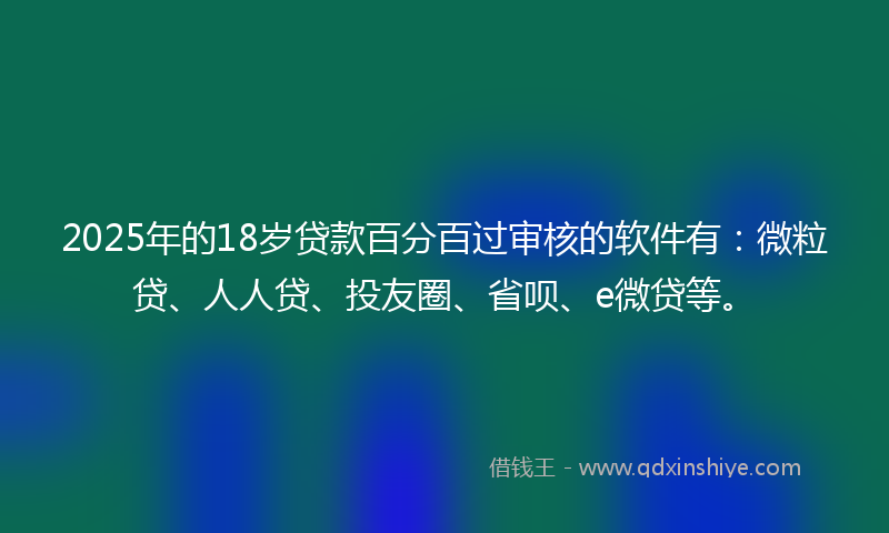2025年的18岁贷款百分百过审核的软件有：微粒贷、人人贷、投友圈、省呗、e微贷等。