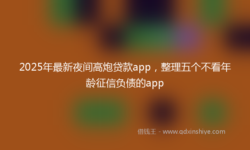 2025年最新夜间高炮贷款app，整理五个不看年龄征信负债的app