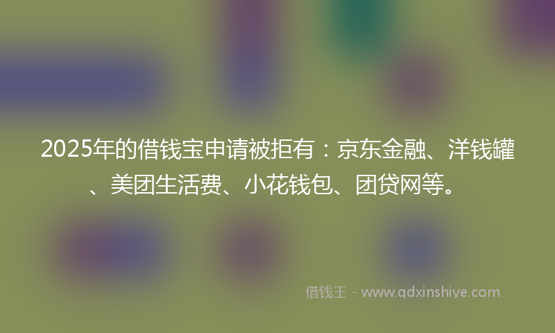 2025年的借钱宝申请被拒有：京东金融、洋钱罐、美团生活费、小花钱包、团贷网等。