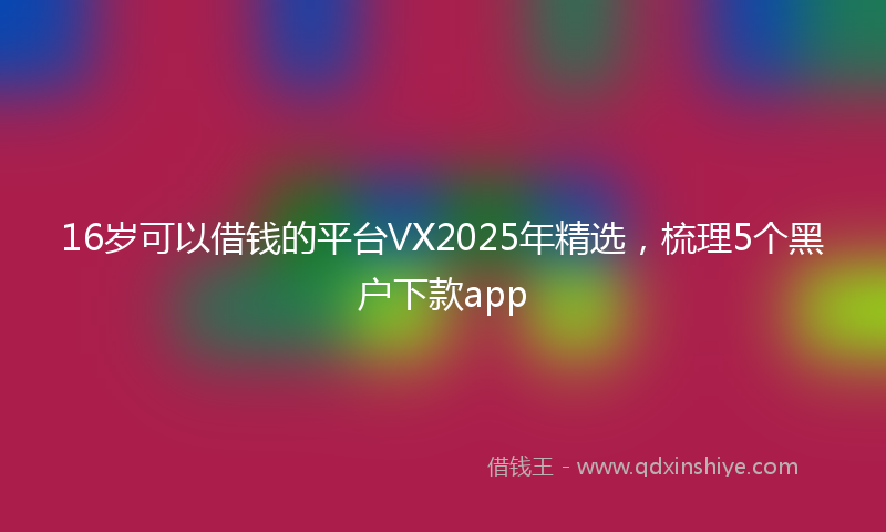 16岁可以借钱的平台VX2025年精选，梳理5个黑户下款app