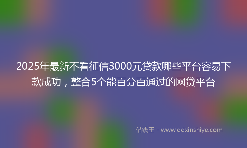 2025年最新不看征信3000元贷款哪些平台容易下款成功，整合5个能百分百通过的网贷平台