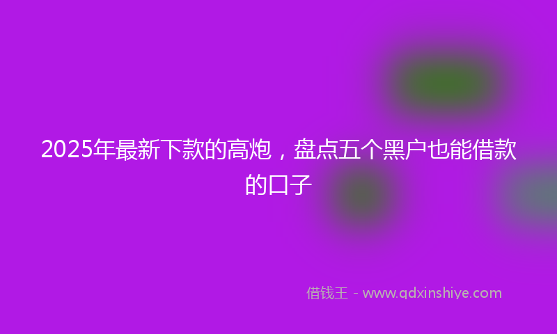 2025年最新下款的高炮，盘点五个黑户也能借款的口子