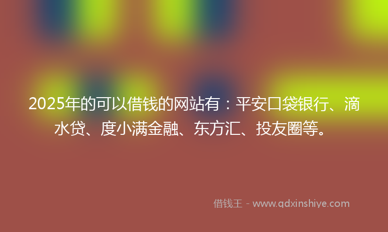 2025年的可以借钱的网站有：平安口袋银行、滴水贷、度小满金融、东方汇、投友圈等。