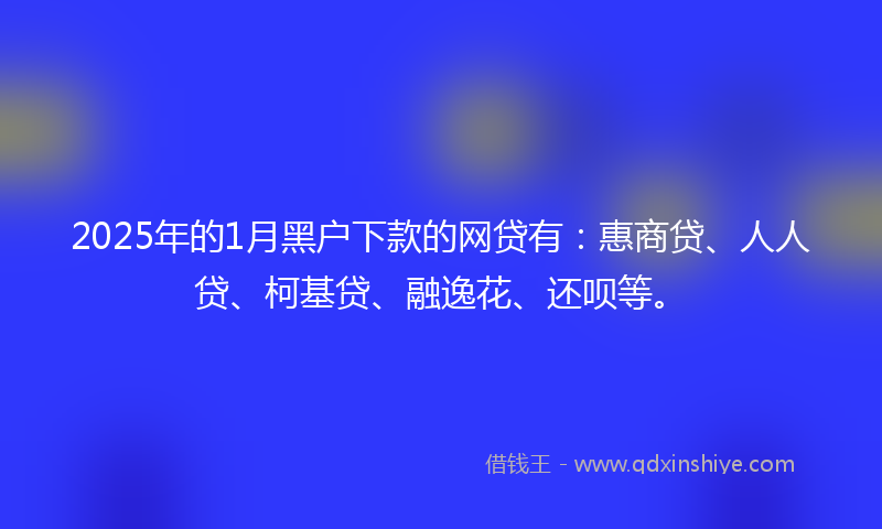 2025年的1月黑户下款的网贷有：惠商贷、人人贷、柯基贷、融逸花、还呗等。