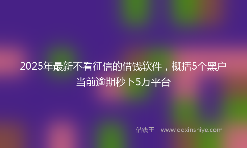 2025年最新不看征信的借钱软件，概括5个黑户当前逾期秒下5万平台