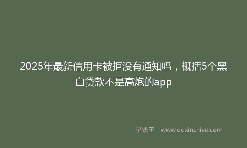 2025年最新信用卡被拒没有通知吗，概括5个黑白贷款不是高炮的app