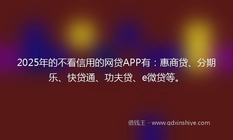 2025年的不看信用的网贷APP有：惠商贷、分期乐、快贷通、功夫贷、e微贷等。