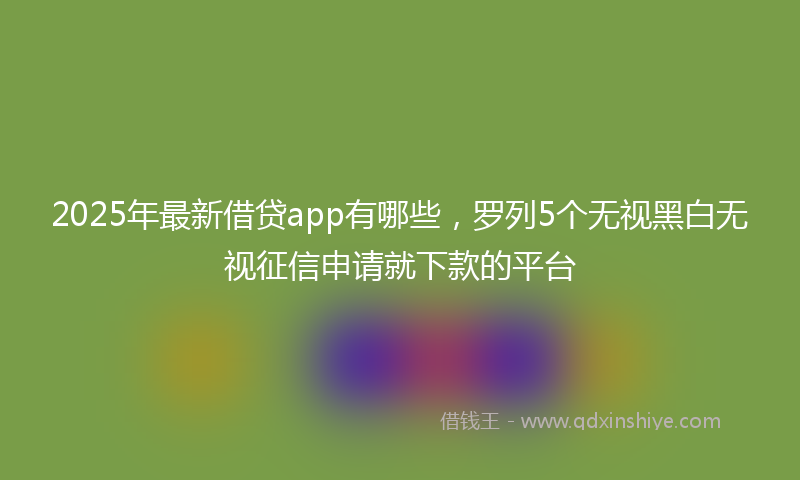 2025年最新借贷app有哪些，罗列5个无视黑白无视征信申请就下款的平台