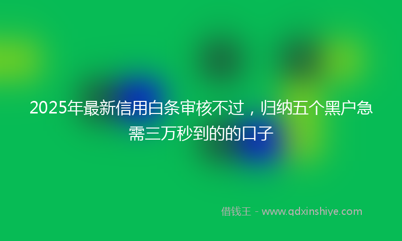 2025年最新信用白条审核不过，归纳五个黑户急需三万秒到的的口子