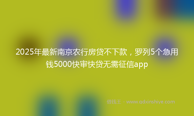 2025年最新南京农行房贷不下款，罗列5个急用钱5000快审快贷无需征信app