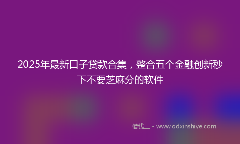 2025年最新口子贷款合集，整合五个金融创新秒下不要芝麻分的软件
