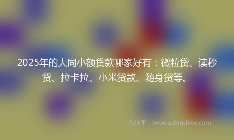 2025年的大同小额贷款哪家好有：微粒贷、读秒贷、拉卡拉、小米贷款、随身贷等。