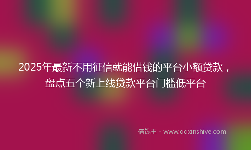 2025年最新不用征信就能借钱的平台小额贷款，盘点五个新上线贷款平台门槛低平台