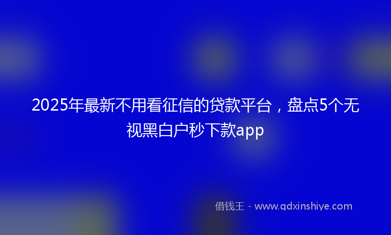 2025年最新不用看征信的贷款平台，盘点5个无视黑白户秒下款app