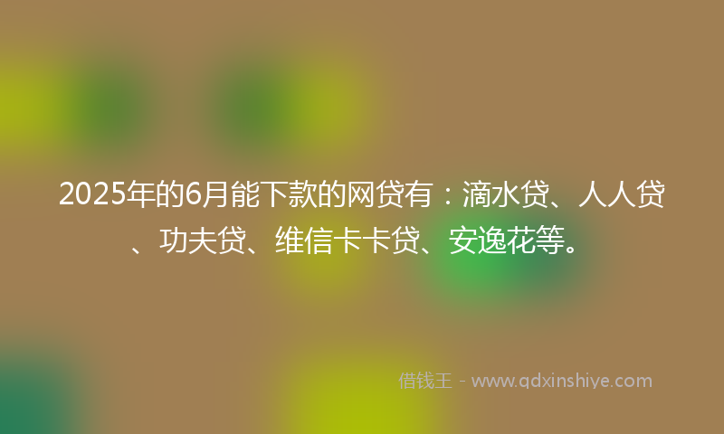 2025年的6月能下款的网贷有：滴水贷、人人贷、功夫贷、维信卡卡贷、安逸花等。