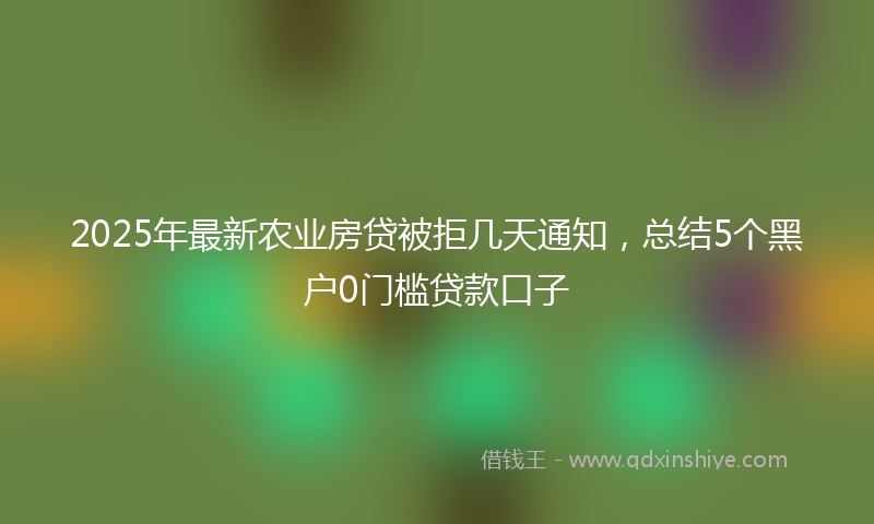 2025年最新农业房贷被拒几天通知，总结5个黑户0门槛贷款口子