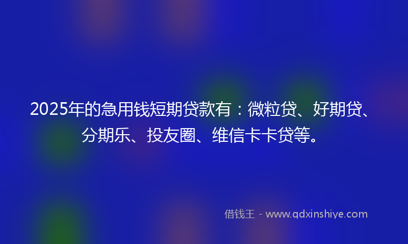 2025年的急用钱短期贷款有：微粒贷、好期贷、分期乐、投友圈、维信卡卡贷等。