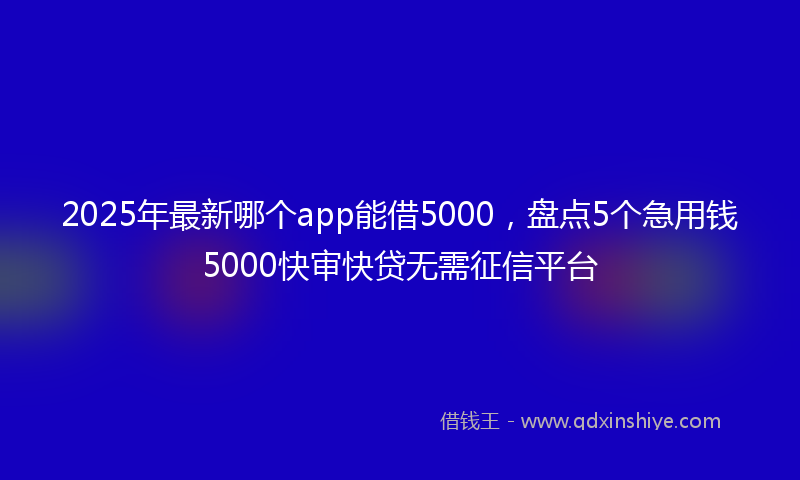 2025年最新哪个app能借5000，盘点5个急用钱5000快审快贷无需征信平台