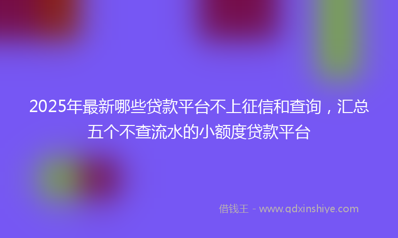 2025年最新哪些贷款平台不上征信和查询，汇总五个不查流水的小额度贷款平台