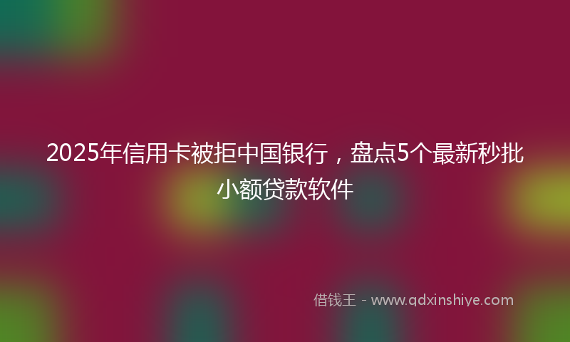 2025年信用卡被拒中国银行，盘点5个最新秒批小额贷款软件