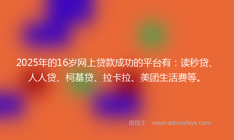 2025年的16岁网上贷款成功的平台有：读秒贷、人人贷、柯基贷、拉卡拉、美团生活费等。