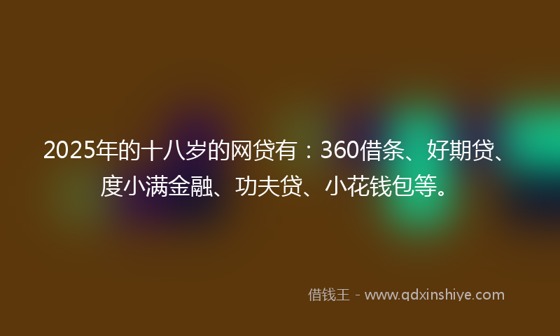 2025年的十八岁的网贷有：360借条、好期贷、度小满金融、功夫贷、小花钱包等。