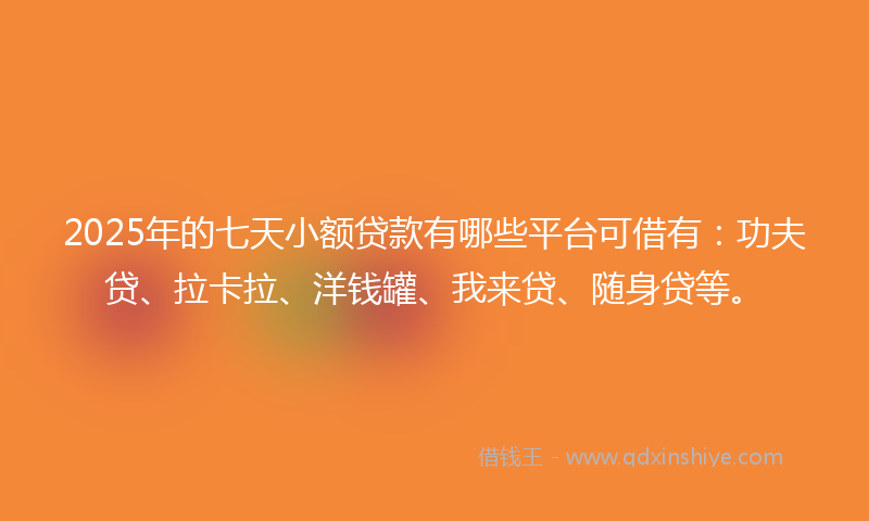2025年的七天小额贷款有哪些平台可借有：功夫贷、拉卡拉、洋钱罐、我来贷、随身贷等。