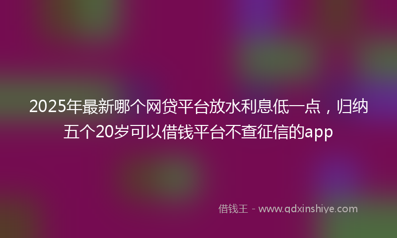 2025年最新哪个网贷平台放水利息低一点，归纳五个20岁可以借钱平台不查征信的app
