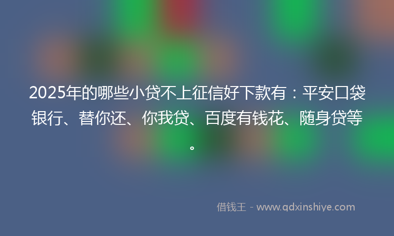 2025年的哪些小贷不上征信好下款有：平安口袋银行、替你还、你我贷、百度有钱花、随身贷等。