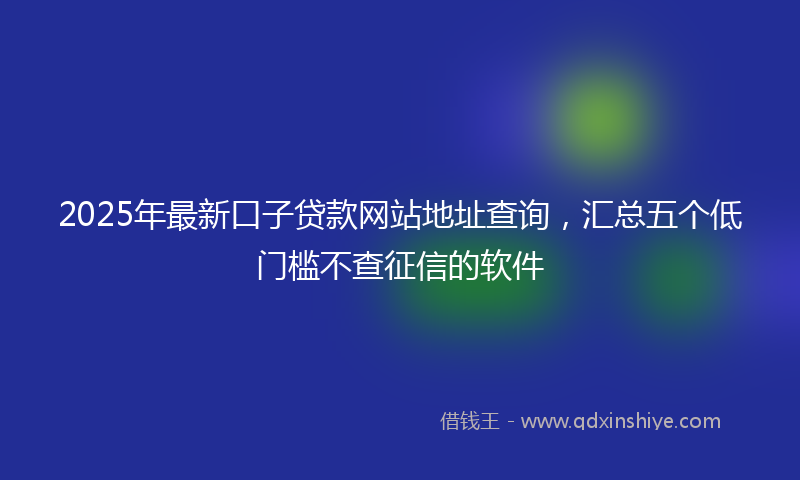 2025年最新口子贷款网站地址查询，汇总五个低门槛不查征信的软件