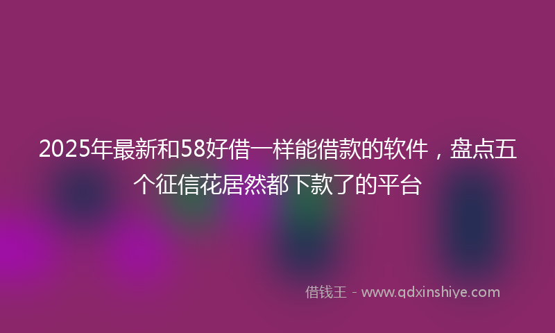 2025年最新和58好借一样能借款的软件，盘点五个征信花居然都下款了的平台
