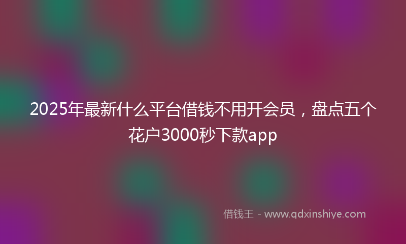 2025年最新什么平台借钱不用开会员，盘点五个花户3000秒下款app