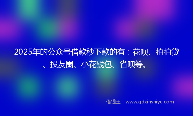 2025年的公众号借款秒下款的有：花呗、拍拍贷、投友圈、小花钱包、省呗等。