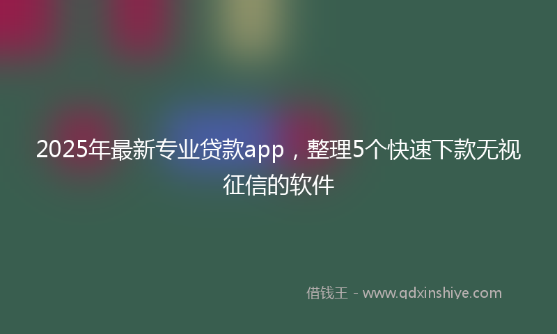 2025年最新专业贷款app，整理5个快速下款无视征信的软件
