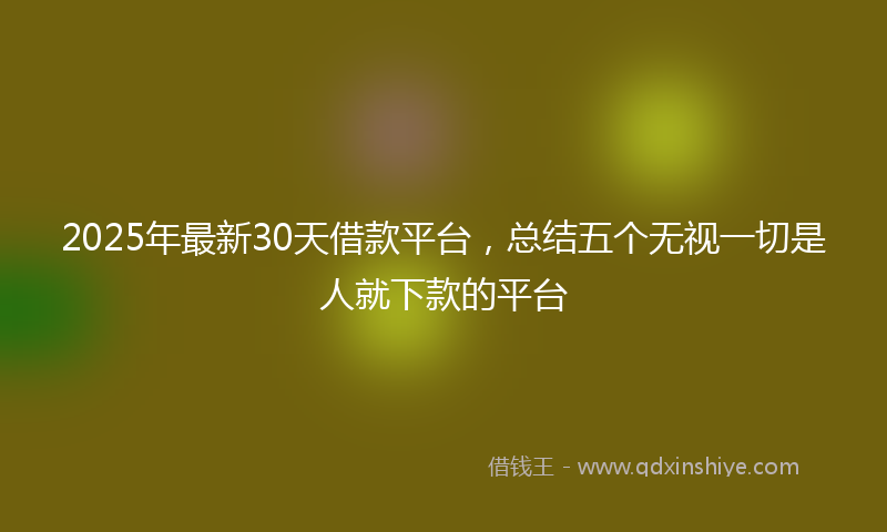 2025年最新30天借款平台，总结五个无视一切是人就下款的平台