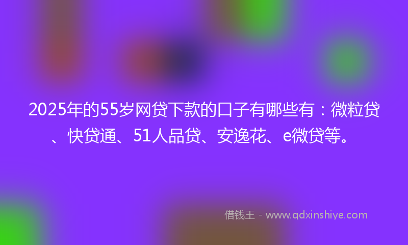 2025年的55岁网贷下款的口子有哪些有：微粒贷、快贷通、51人品贷、安逸花、e微贷等。