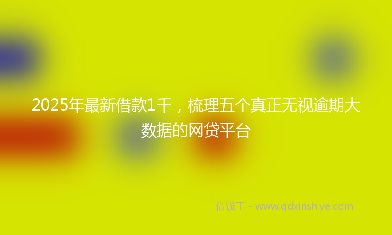 2025年最新借款1千，梳理五个真正无视逾期大数据的网贷平台