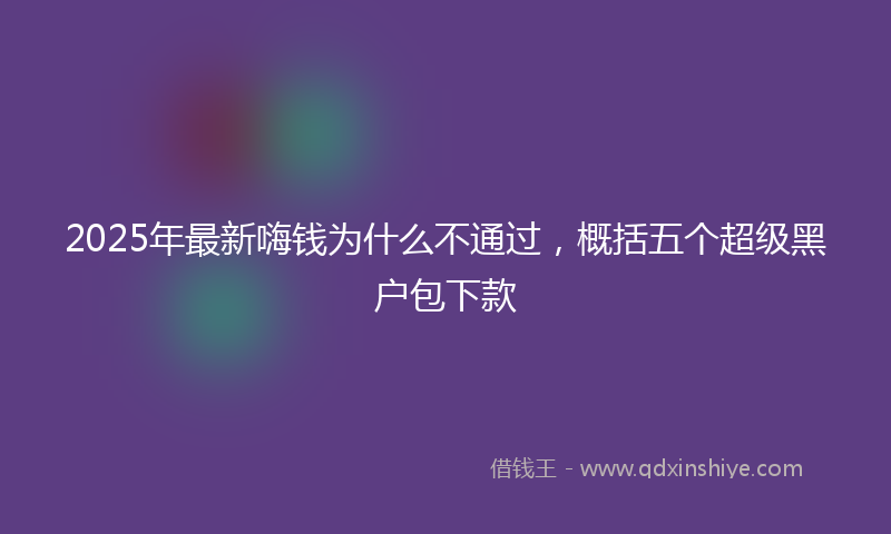 2025年最新嗨钱为什么不通过，概括五个超级黑户包下款
