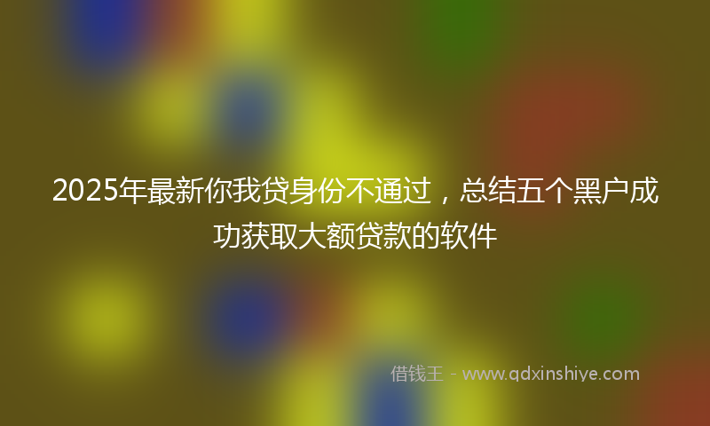 2025年最新你我贷身份不通过，总结五个黑户成功获取大额贷款的软件