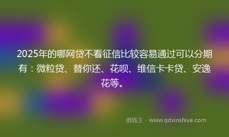 2025年的哪网贷不看征信比较容易通过可以分期有：微粒贷、替你还、花呗、维信卡卡贷、安逸花等。