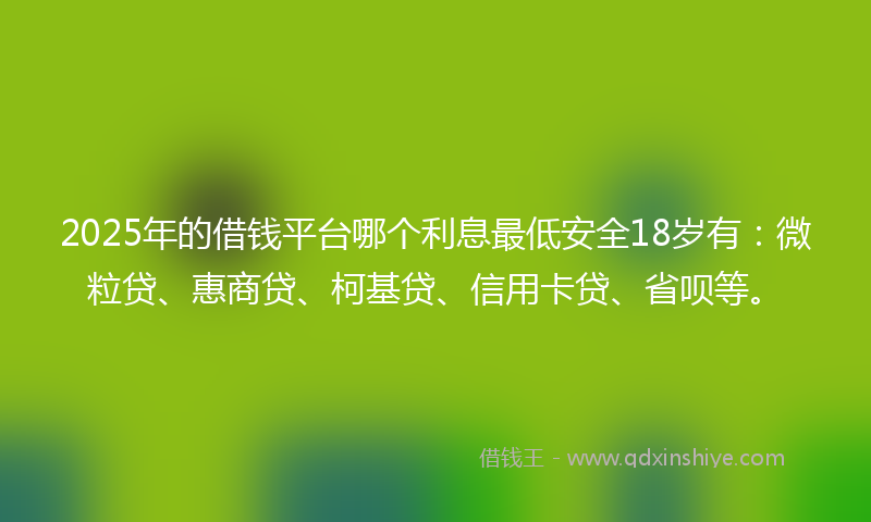 2025年的借钱平台哪个利息最低安全18岁有：微粒贷、惠商贷、柯基贷、信用卡贷、省呗等。