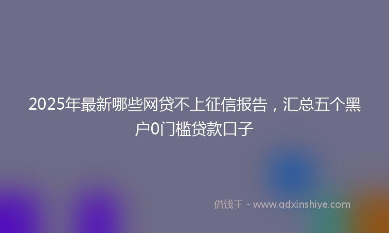 2025年最新哪些网贷不上征信报告，汇总五个黑户0门槛贷款口子